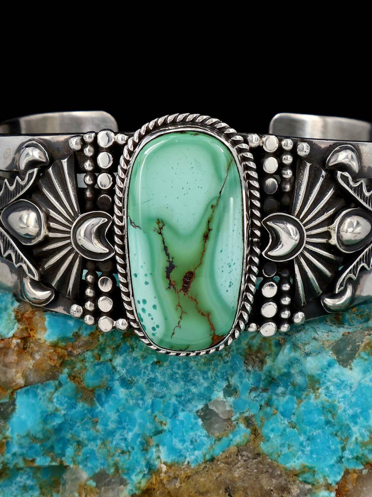 Native American Jewelry Sterling Silver Natural Royston Turquoise Cuff Bracelet - PuebloDirect.com