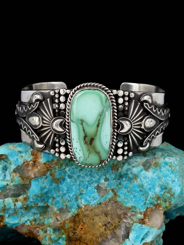 Native American Jewelry Sterling Silver Natural Royston Turquoise Cuff Bracelet - PuebloDirect.com