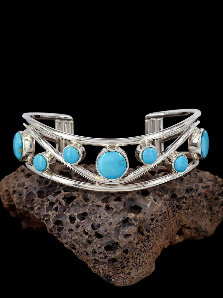 Native American Sleeping Beauty Turquoise Sterling Silver Cuff Bracelet - PuebloDirect.com