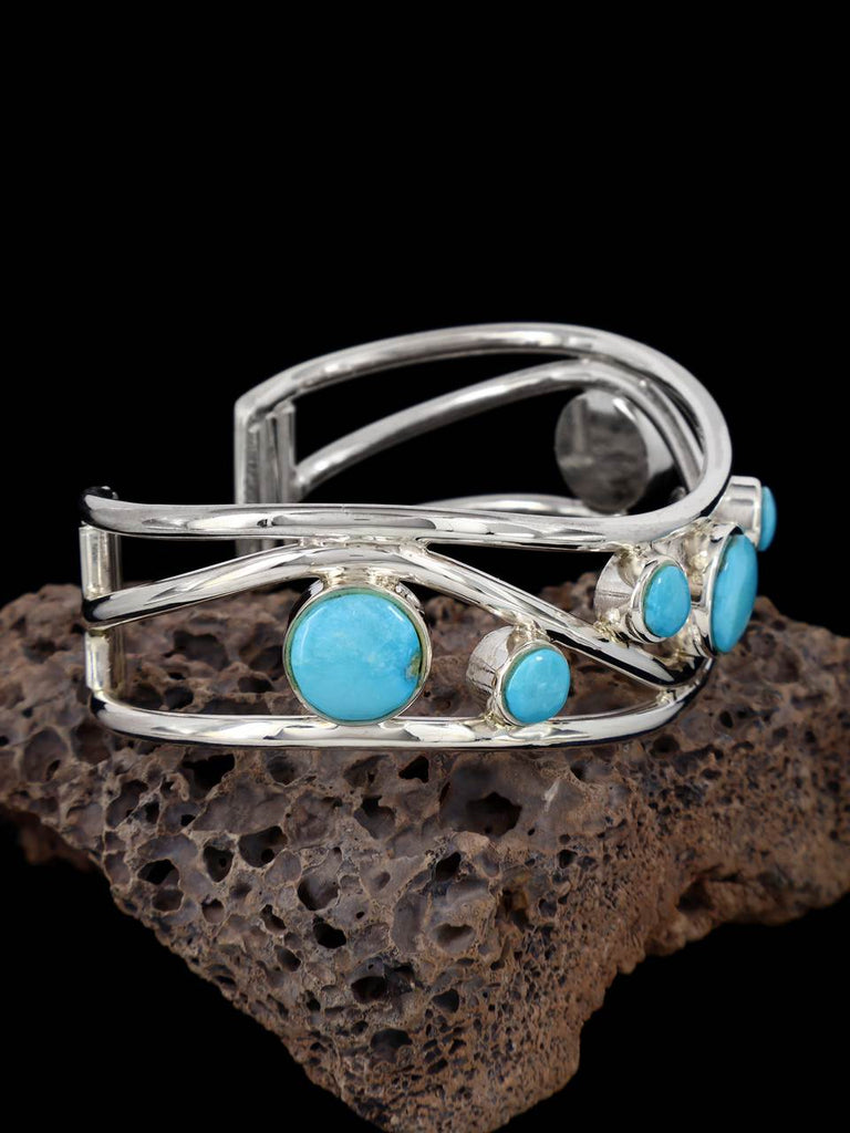 Native American Sleeping Beauty Turquoise Sterling Silver Cuff Bracelet - PuebloDirect.com