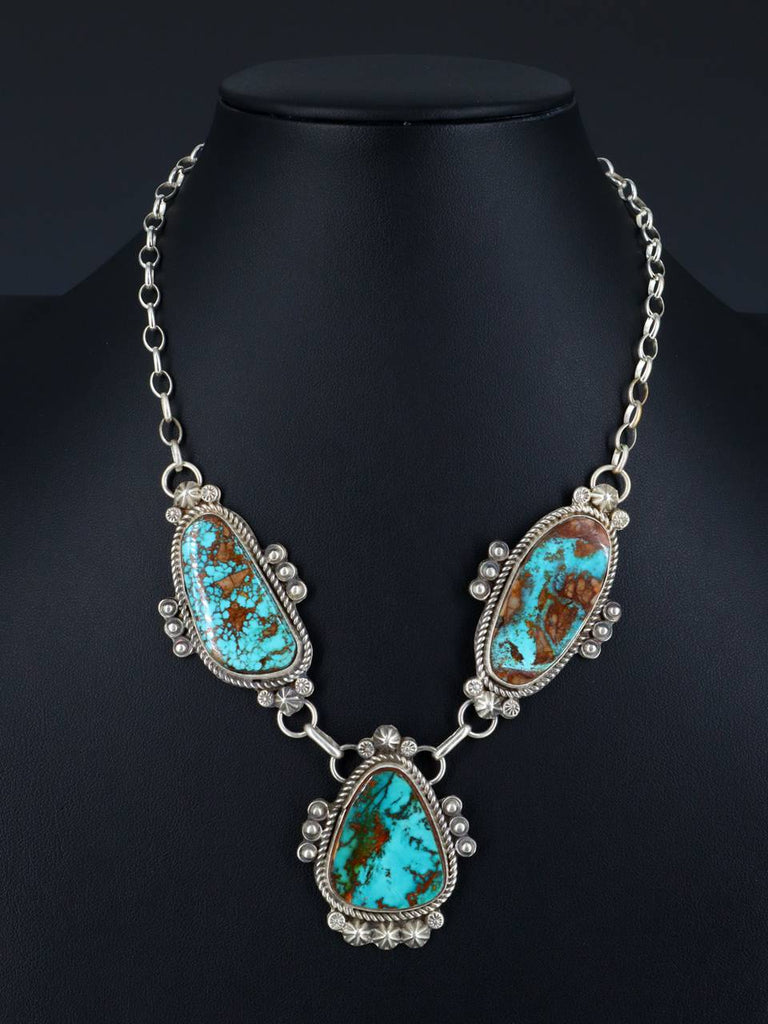 Native American Sterling Silver Natural Pilot Mountain Turquoise Necklace - PuebloDirect.com