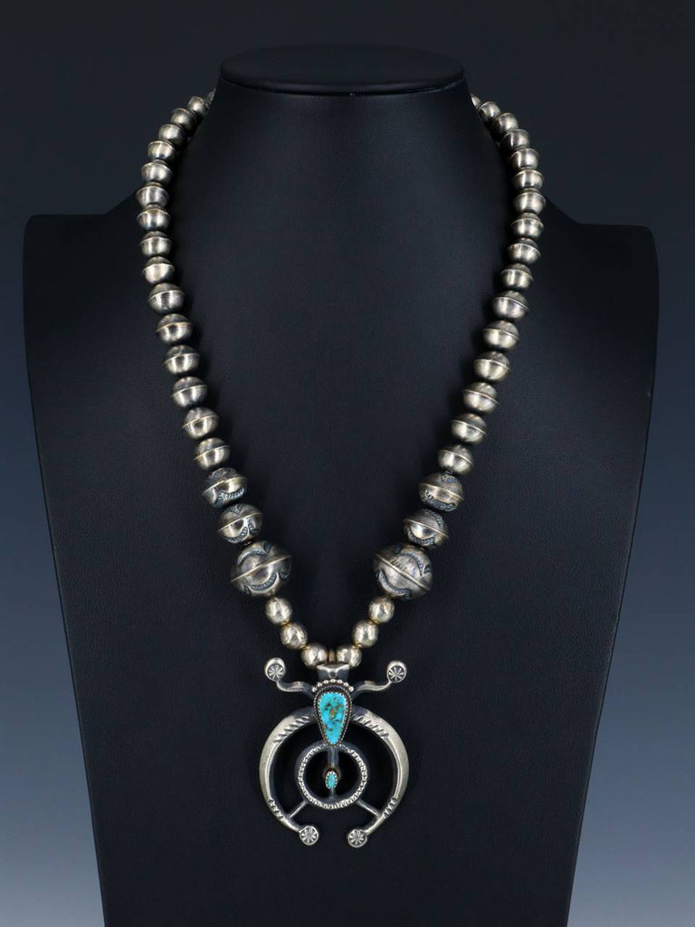 Native American Turquoise Sterling Silver Naja Necklace and Earring Set - PuebloDirect.com