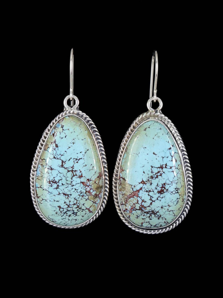 Navajo Sterling Silver Natural Red River Turquoise Dangle Earrings - PuebloDirect.com