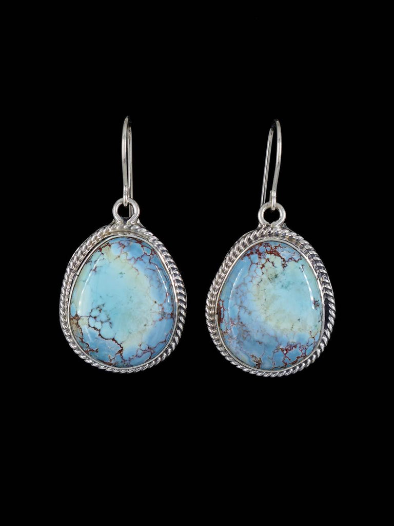 Navajo Sterling Silver Natural Red River Turquoise Dangle Earrings - PuebloDirect.com