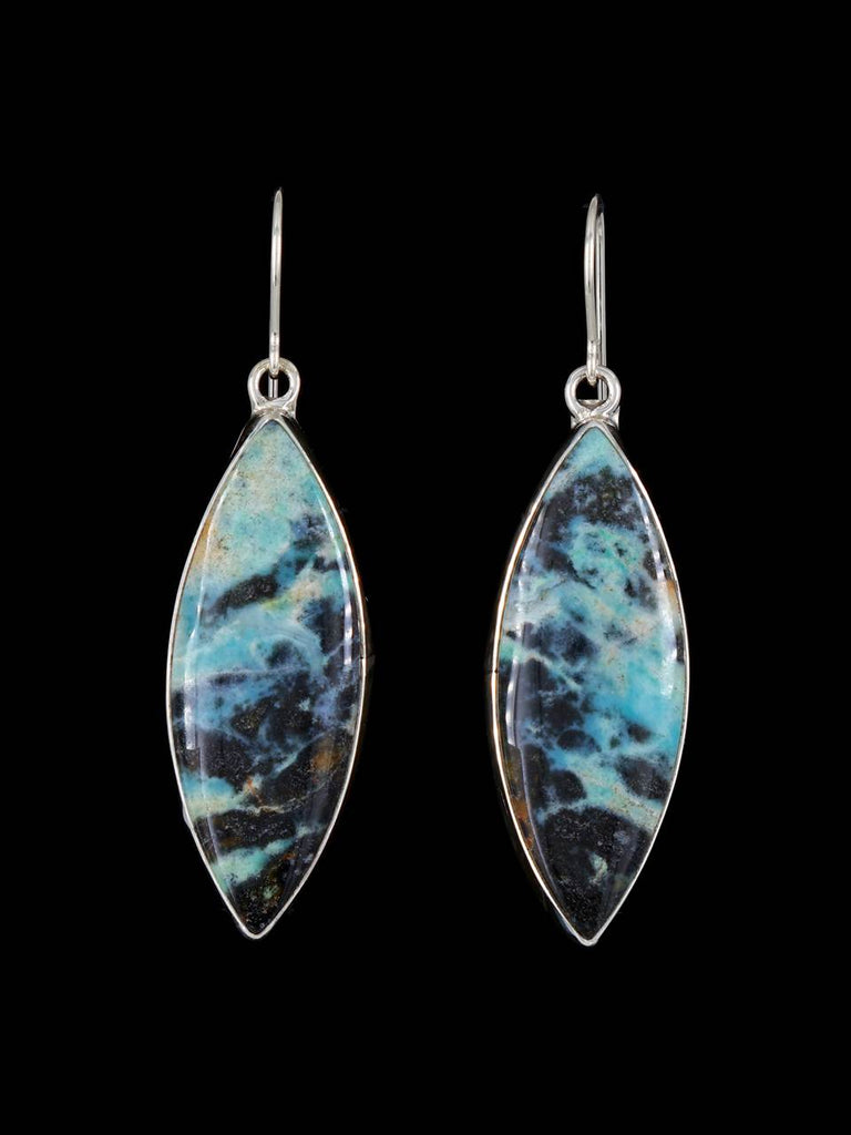 Native American Opalized Petrified Wood Sterling Silver Dangle Earrings - PuebloDirect.com