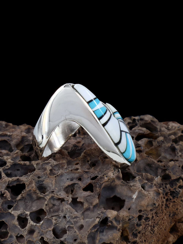 Navajo White Shell Inlay Ring Size 5 1/2 - PuebloDirect.com