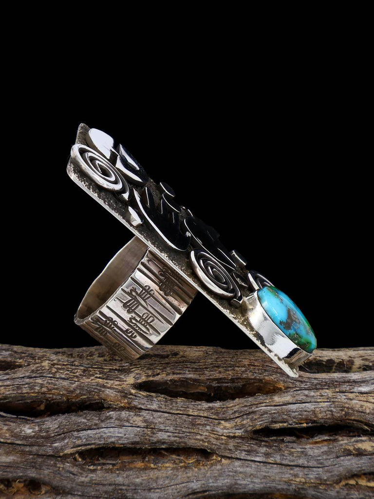 Navajo Sonoran Gold Turquoise Petroglyph Ring, Size 8 - PuebloDirect.com