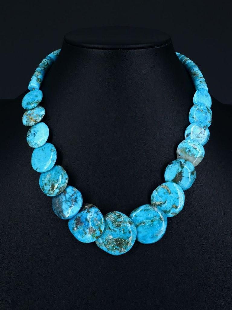 Native American Jewelry Blue Turquoise Disc Necklace - PuebloDirect.com