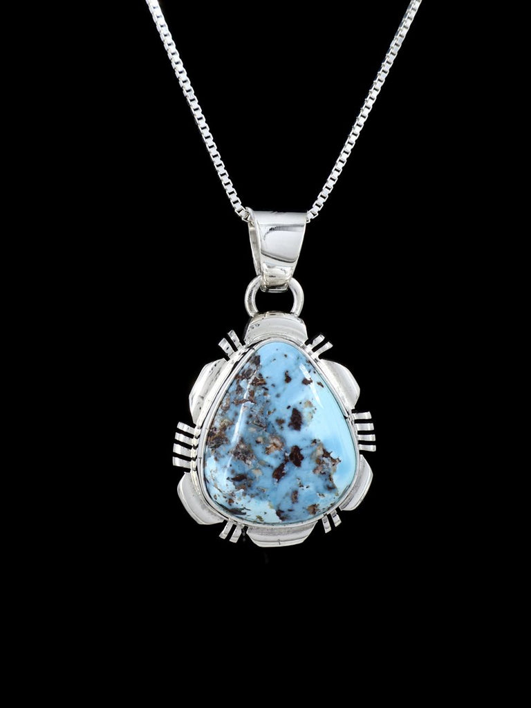 Sterling Silver Golden Hill Turquoise Navajo Made Pendant - PuebloDirect.com