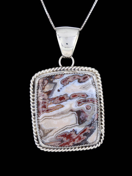 Native American Sterling Silver Crazy Lace Agate Pendant - PuebloDirect.com