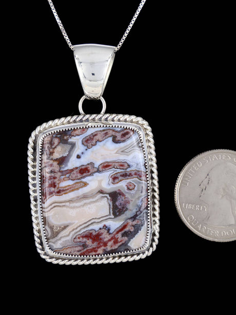 Native American Sterling Silver Crazy Lace Agate Pendant - PuebloDirect.com