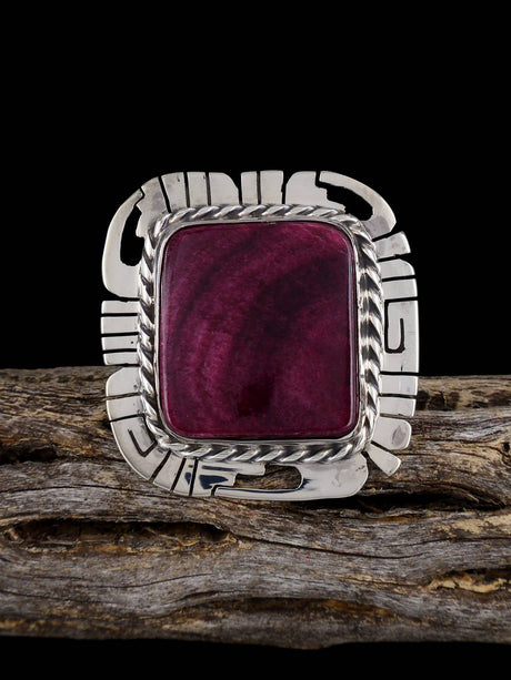 Navajo Purple Spiny Oyster Ring, Adjustable Size 8 1/2+ - PuebloDirect.com