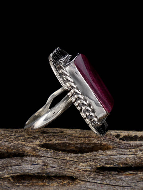 Navajo Purple Spiny Oyster Ring, Adjustable Size 8 1/2+ - PuebloDirect.com