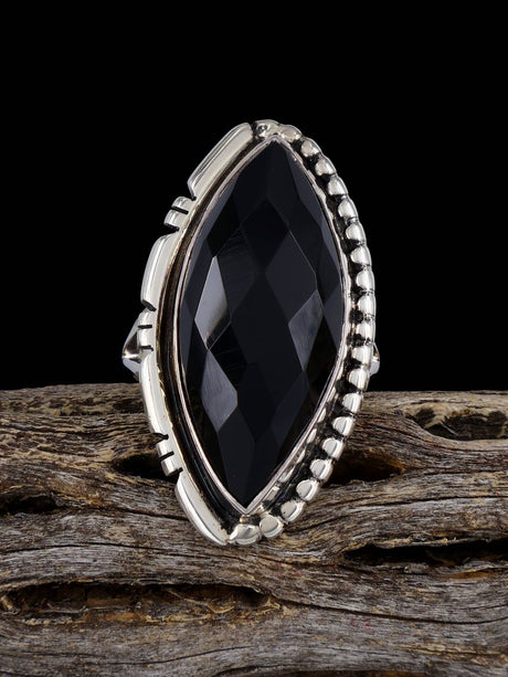 Navajo Black Onyx Ring, Size 7 3/4 - PuebloDirect.com