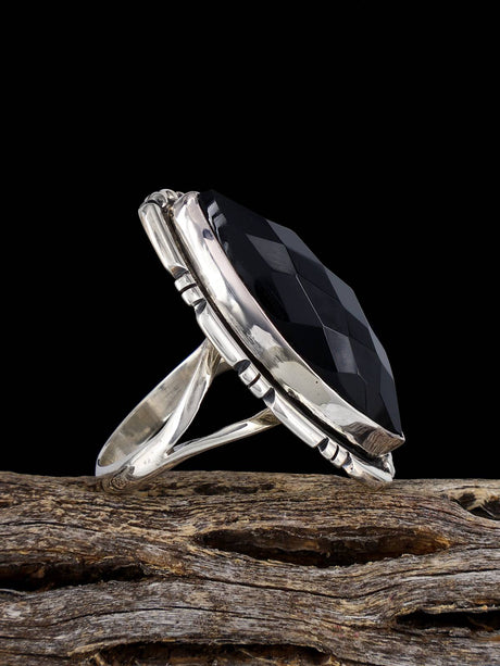 Navajo Black Onyx Ring, Size 7 3/4 - PuebloDirect.com