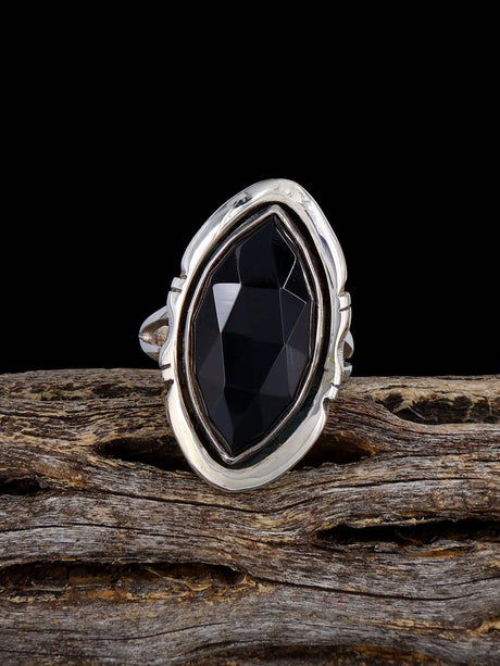 Navajo Black Onyx Ring, Size 4 1/2 - PuebloDirect.com