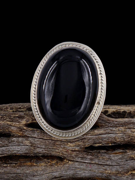 Navajo Black Onyx Ring, Size 5 1/2 - PuebloDirect.com