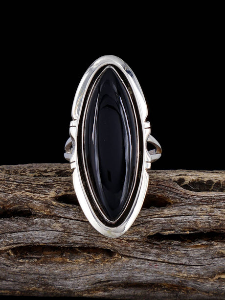 Navajo Black Onyx Ring, Size 6 3/4 - PuebloDirect.com