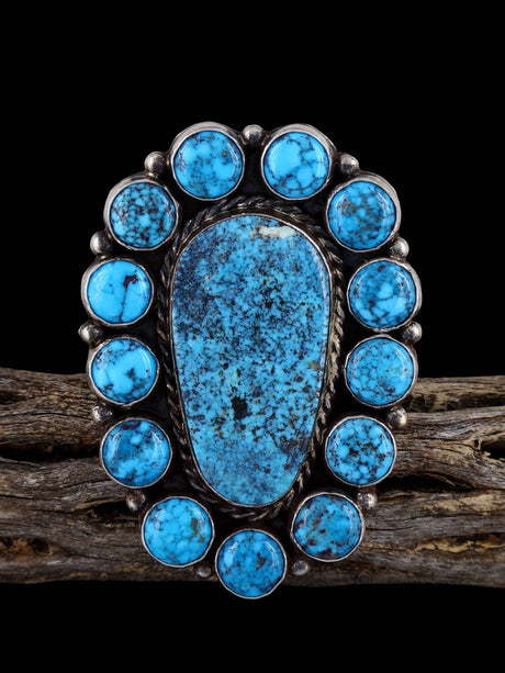 Sterling Silver Kingman Turquoise Adjustable Ring, Size 8+ - PuebloDirect.com