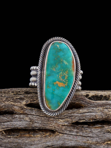 Sterling Silver Blue Gem Turquoise Ring, Size 8 - PuebloDirect.com