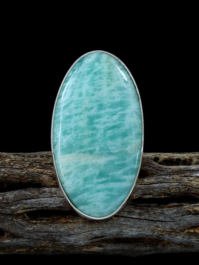 Navajo Sterling Silver Amazonite Ring, Size 10 - PuebloDirect.com