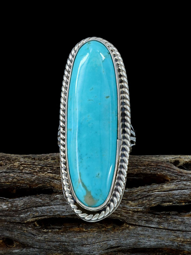 Navajo Sterling Silver Turquoise Ring, Size 6 - PuebloDirect.com
