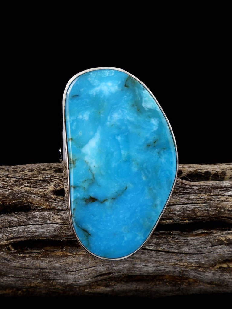 Native American Turquoise Sterling Silver Ring, Size 8 3/4 - PuebloDirect.com