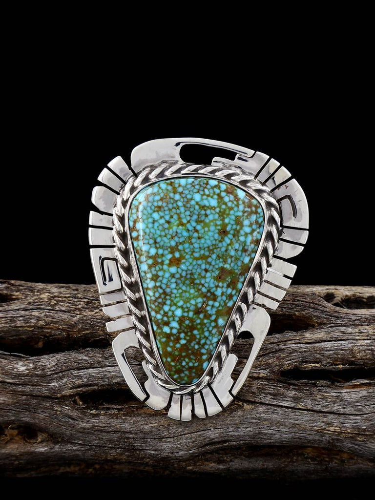 Sterling Silver Kingman Turquoise Adjustable Ring, Size 9 1/2+ - PuebloDirect.com