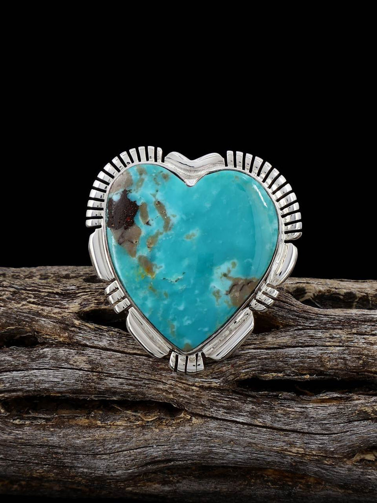 Native American Turquoise Heart Ring, Size 9 - PuebloDirect.com