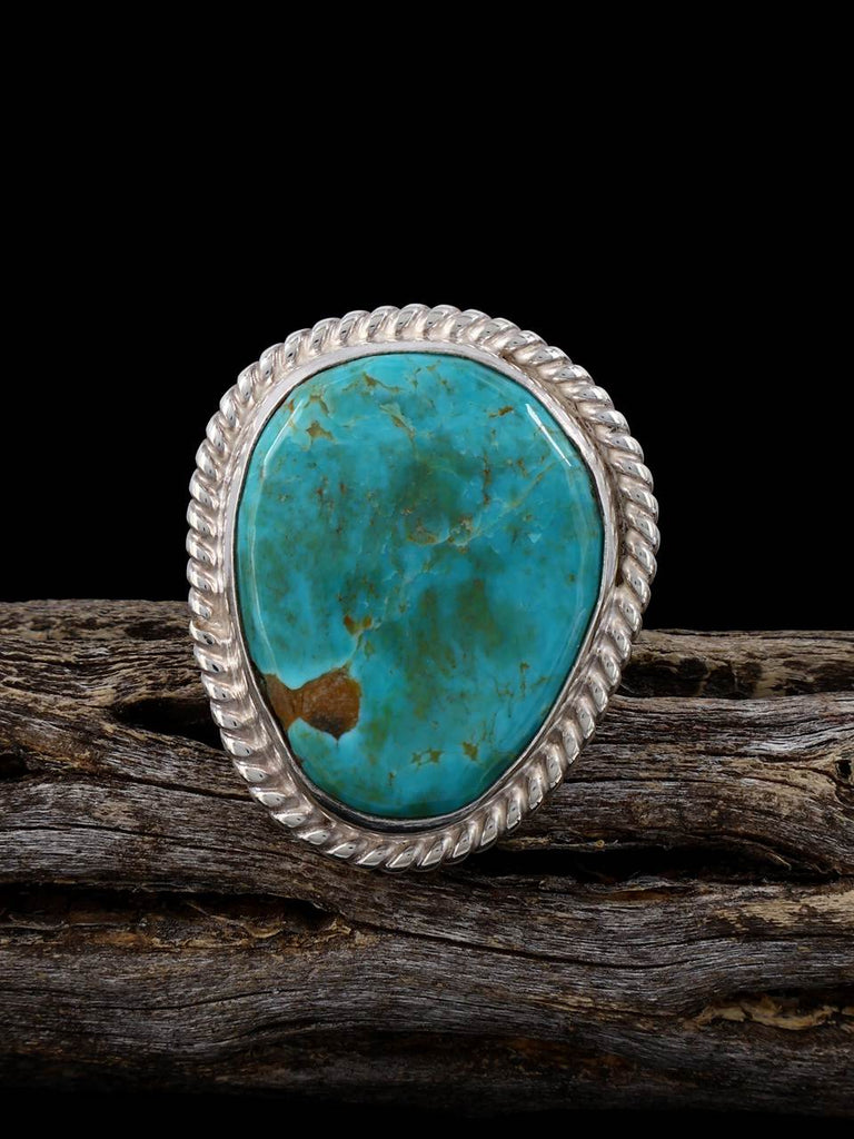 Native American Turquoise Sterling Silver Ring, Size 6 1/4 - PuebloDirect.com