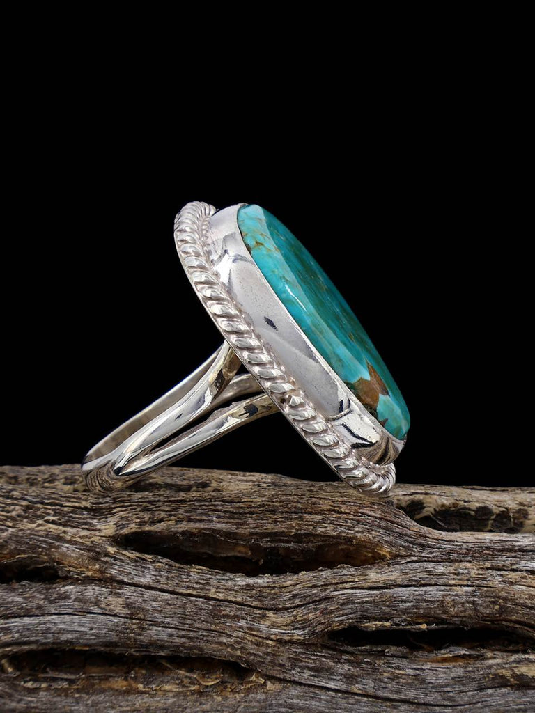 Native American Turquoise Sterling Silver Ring, Size 6 1/4 - PuebloDirect.com