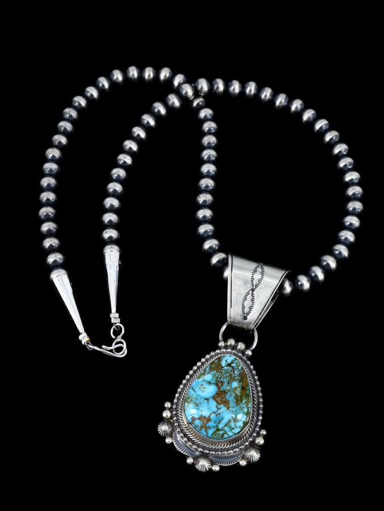 Native American Sterling Silver Kingman Turquoise Necklace - PuebloDirect.com
