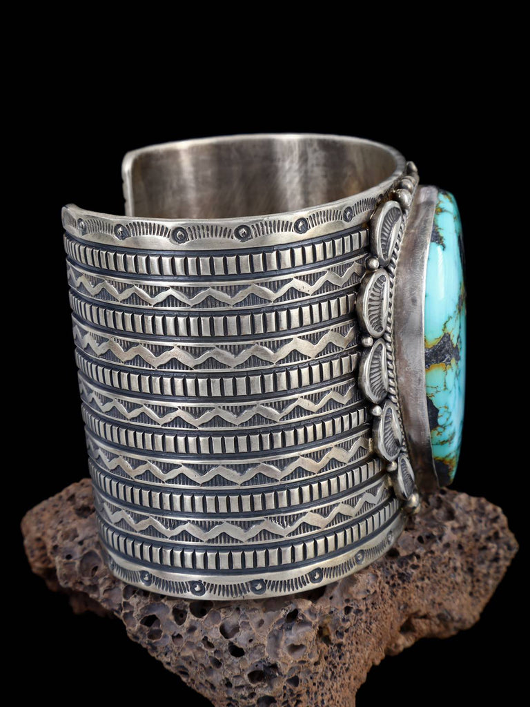 Native American Sterling Silver Natural Blue Moon Turquoise Cuff Bracelet - PuebloDirect.com