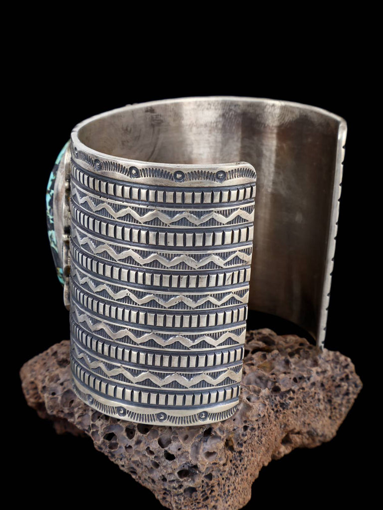 Native American Sterling Silver Natural Blue Moon Turquoise Cuff Bracelet - PuebloDirect.com