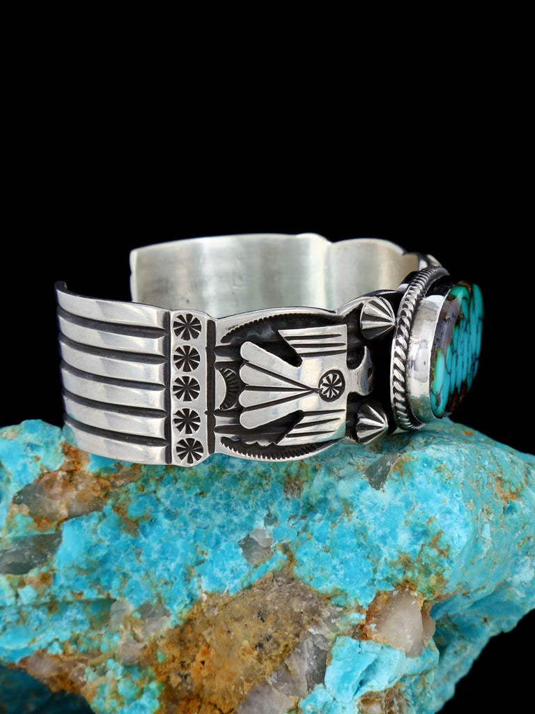 Native American Indian Jewelry Sterling Silver Royston Turquoise Bracelet - PuebloDirect.com