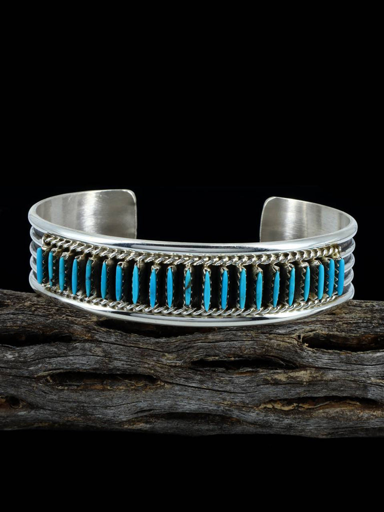 Sterling Silver Turquoise Zuni Needlepoint Bracelet - PuebloDirect.com