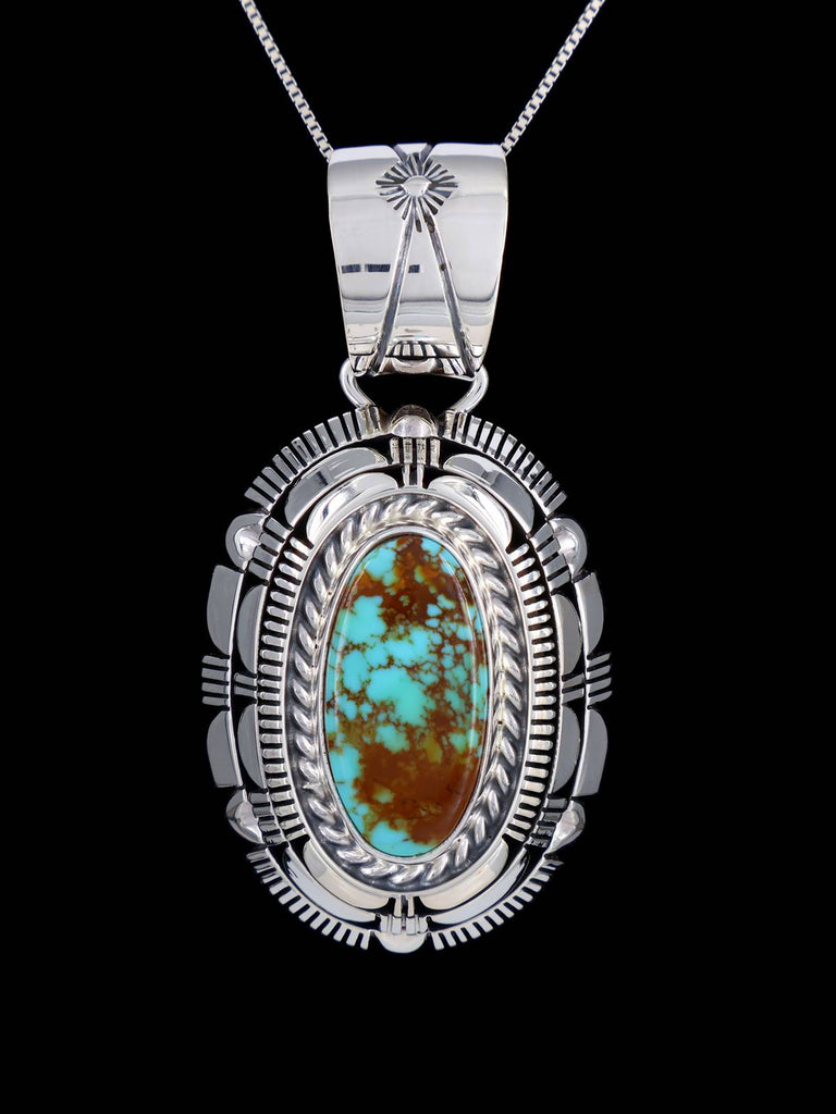 Native American Natural Royston Turquoise Sterling Silver Pendant - PuebloDirect.com