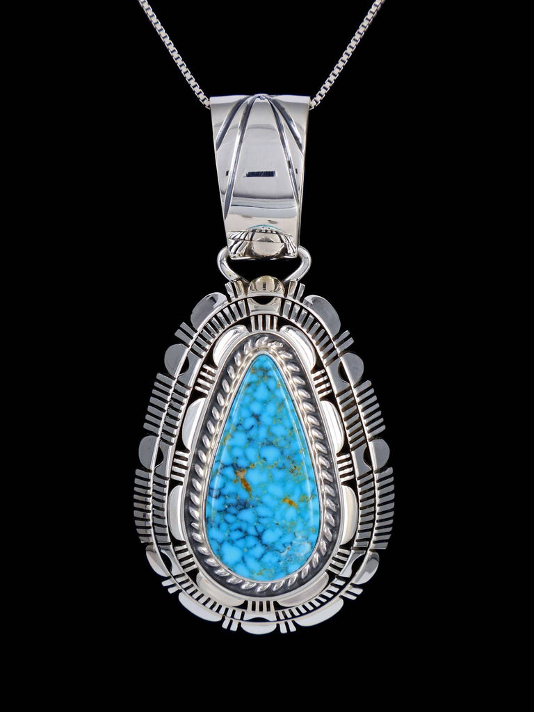 Native American Natural Kingman Turquoise Sterling Silver Pendant - PuebloDirect.com