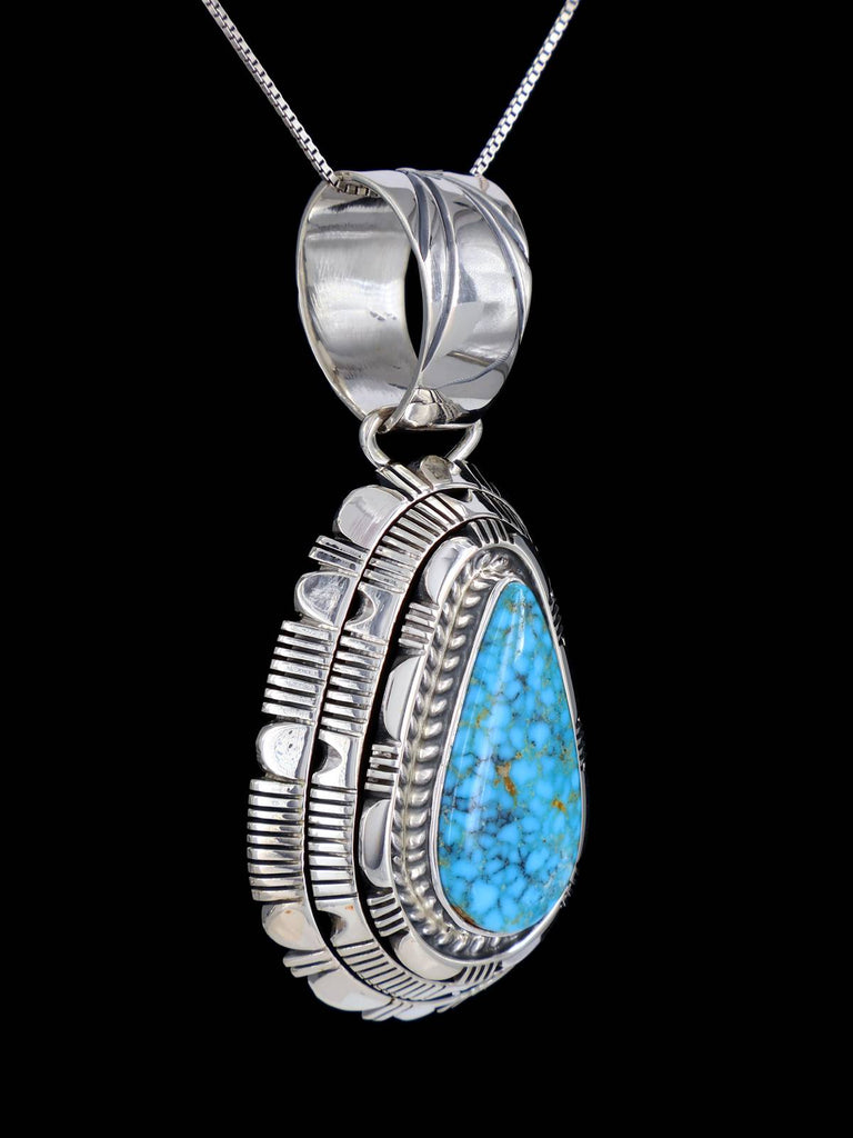 Native American Natural Kingman Turquoise Sterling Silver Pendant - PuebloDirect.com