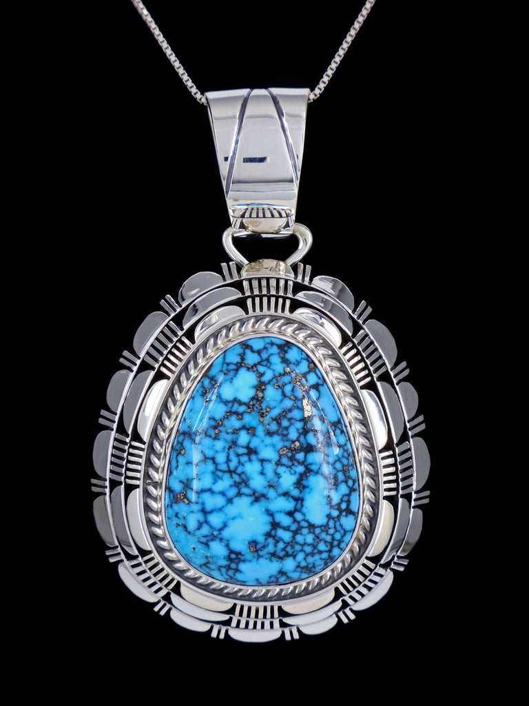 Native American Natural Kingman Turquoise Sterling Silver Pendant - PuebloDirect.com