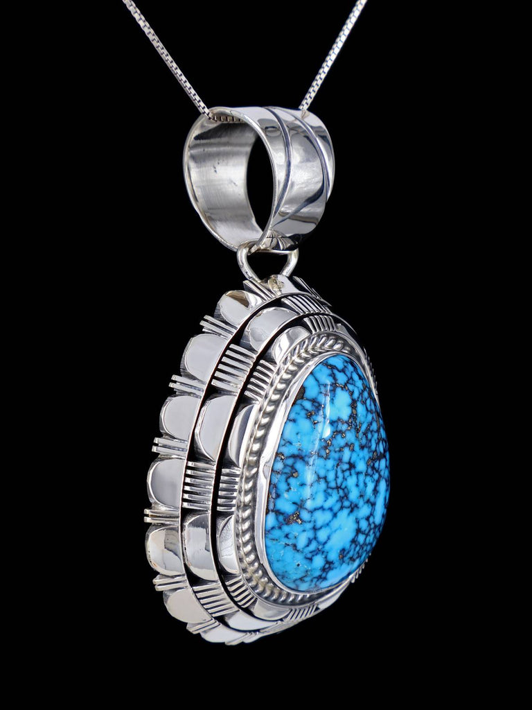 Native American Natural Kingman Turquoise Sterling Silver Pendant - PuebloDirect.com