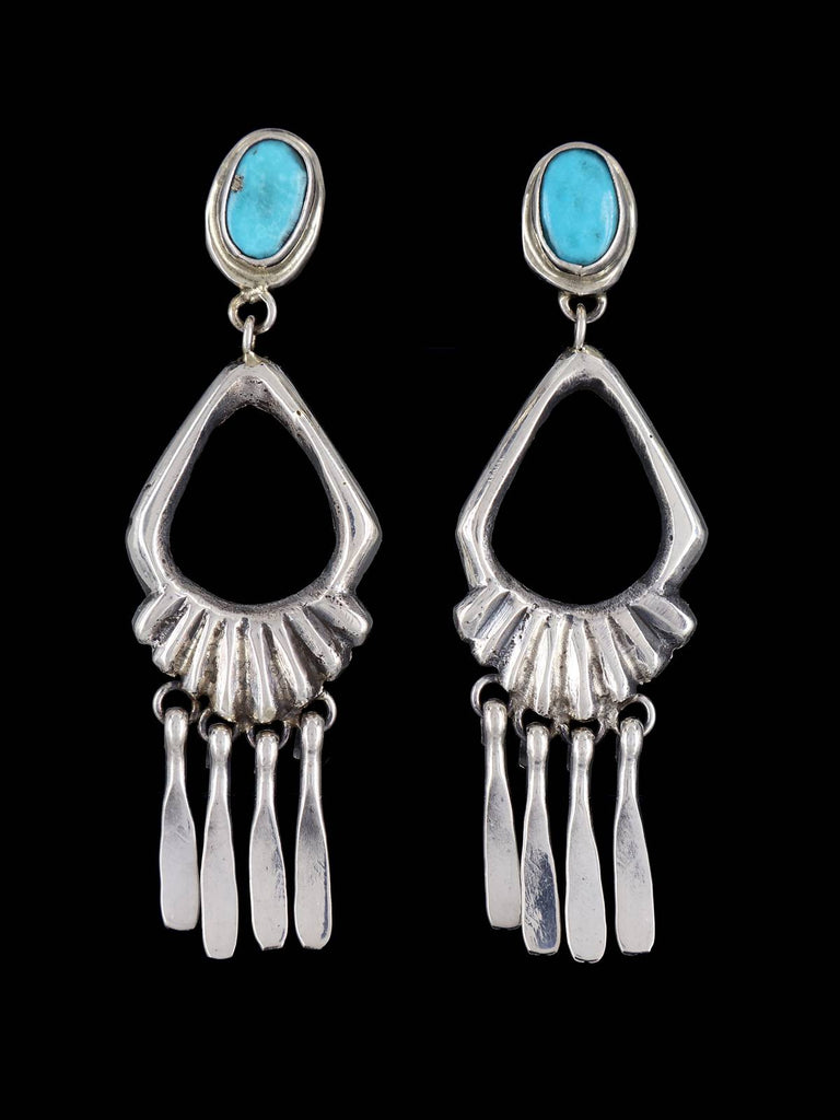 Navajo Sterling Silver Turquoise Post Earrings - PuebloDirect.com