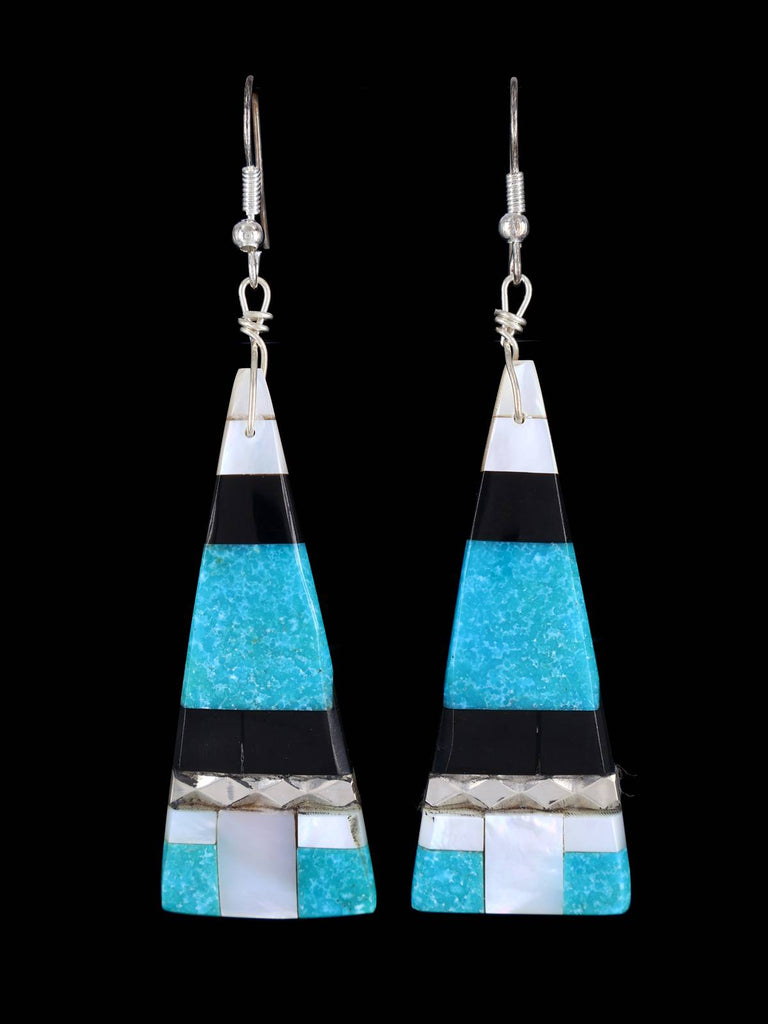 Santo Domingo Mosaic Inlay Dangle Earrings - PuebloDirect.com