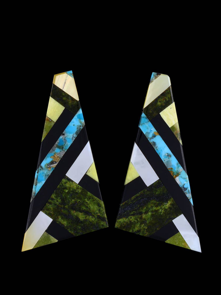 Mosaic Inlay Santo Domingo Post Earrings - PuebloDirect.com