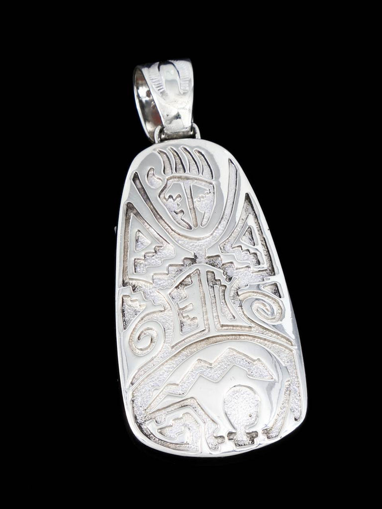 Navajo Inlay Lapis Warrior Maiden Reversible Pendant - PuebloDirect.com