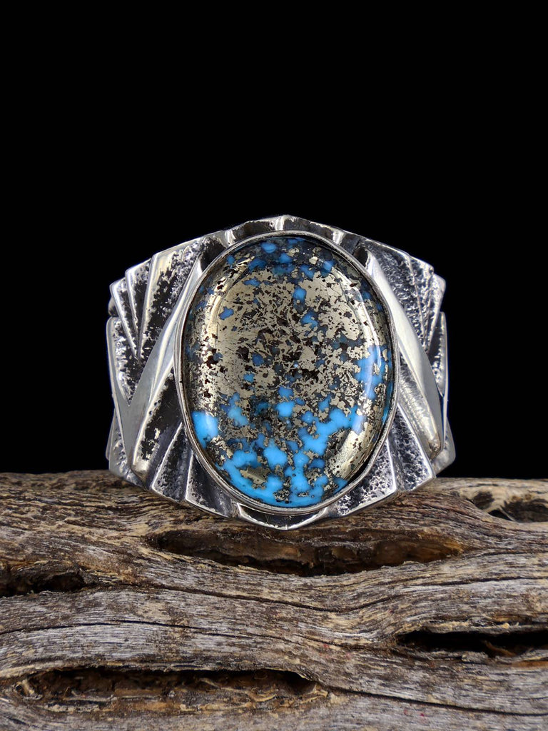 Navajo Tufa Cast P Blue Turquoise Ring Size 11 - PuebloDirect.com