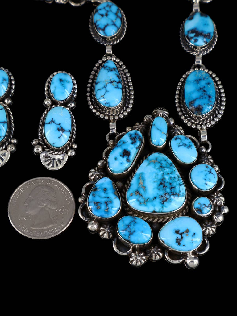 Native American Jewelry Kingman Turquoise Lariat Necklace Set - PuebloDirect.com