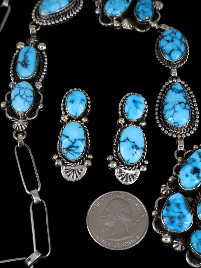 Native American Jewelry Kingman Turquoise Lariat Necklace Set - PuebloDirect.com