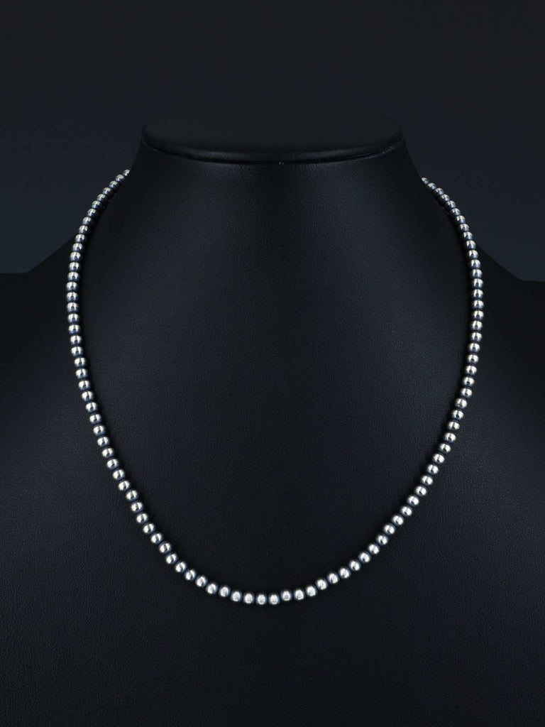 4mm Sterling Silver Beaded Necklace, Multiple Lengths - PuebloDirect.com