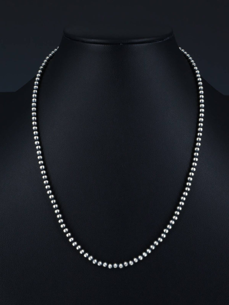 4mm Sterling Silver Beaded Necklace, Multiple Lengths - PuebloDirect.com